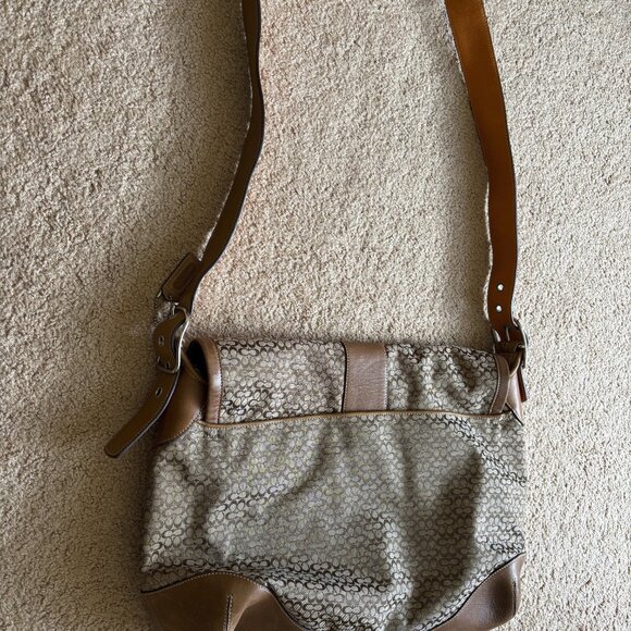 Authentic Coach Brown/Tan Canvas Diaper Bag with Changing Pad - Picture 2 of 5